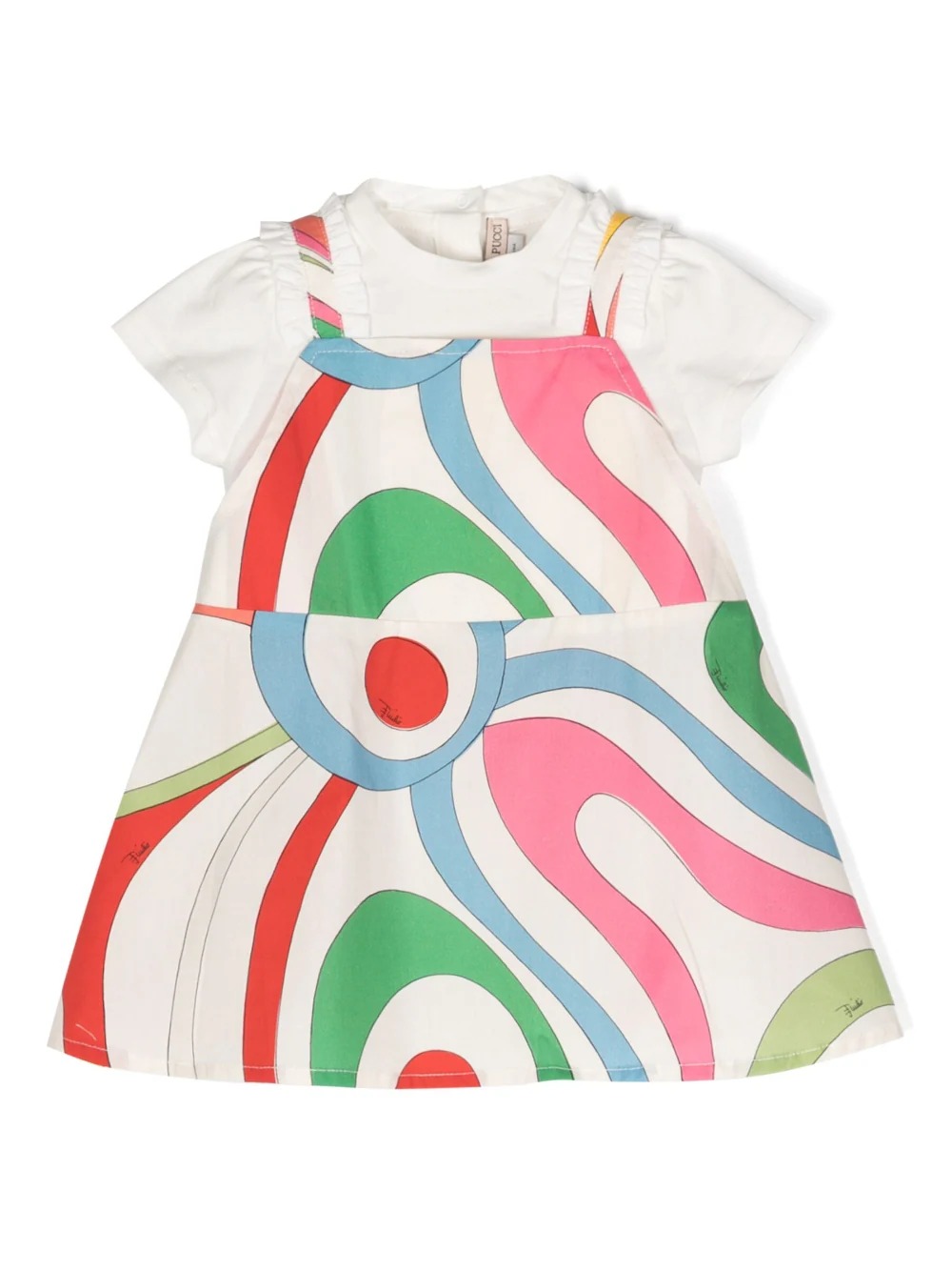 White Short-Sleeved Dress With Marble Print - EMILIO PUCCI JUNIOR